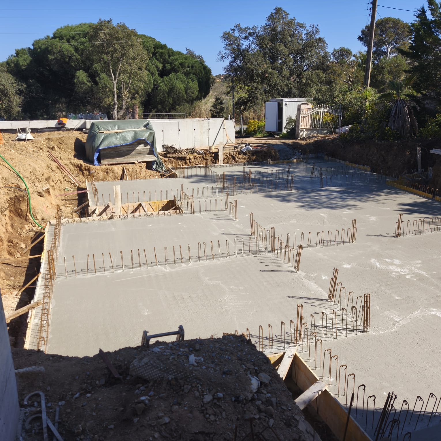 Dalle en béton armé, chantier Beausoleil
